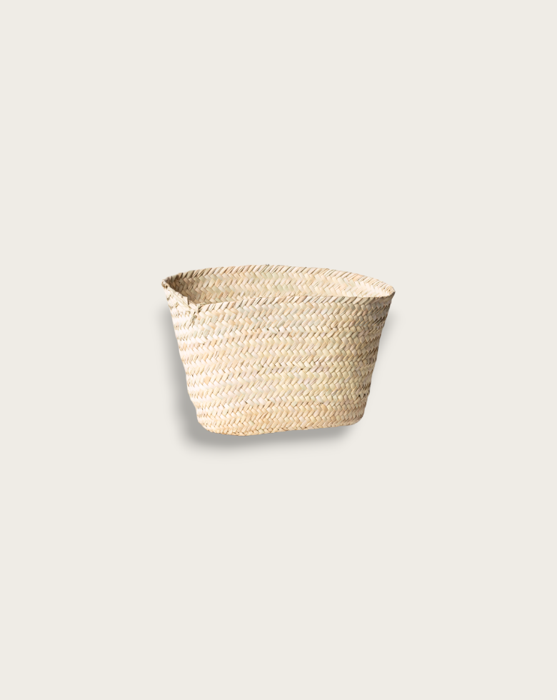 HANDMADE, BASKET, STORAGE BASKET, PALM LEAF FIBER, FRUIT BASKET, TOWELS BASKET, COUFFIN, PANIER À PAIN, PANIER À RANGEMENT, , gharyan stoneware, ethically made, ethique, fair trade, commerce équitable